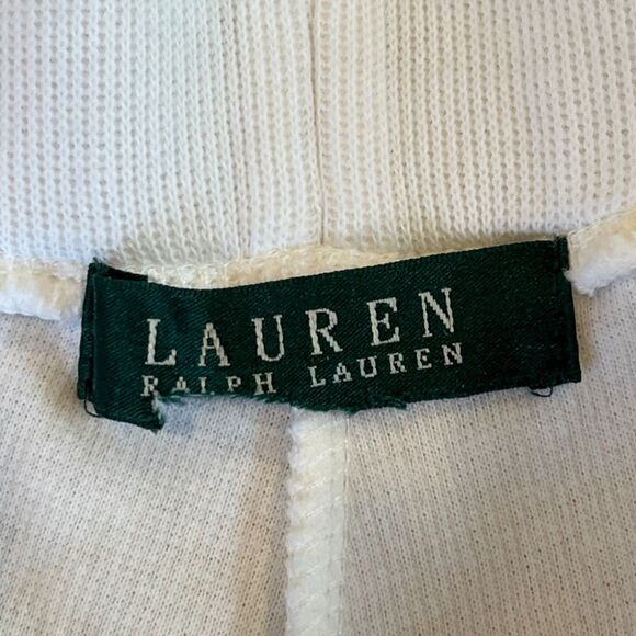 Lauren Ralph Lauren White Knit Pants Pull On Black Trim Straight Leg - Picture 5 of 6